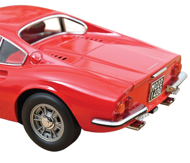 Ferrari 246 GT Dino 1968 1:18 model i rød med detaljeret karrosseri og realistisk interiør