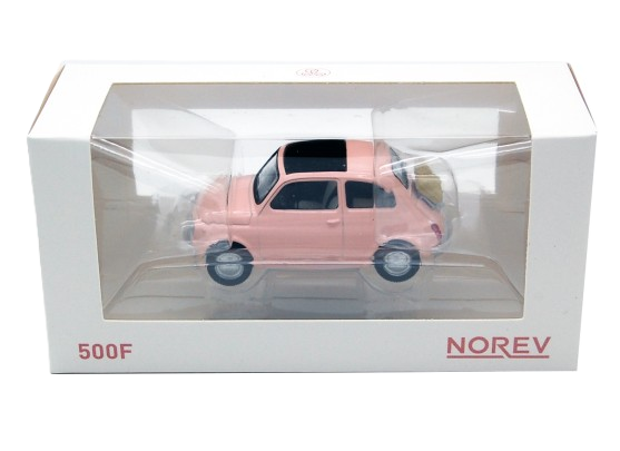 Fiat 500 F Pink 1:43 Norev – Charmerende modelbil i skala 1:43 med lyserød lakering, klassiske linjer og autentiske detaljer fra den ikoniske Fiat 500.