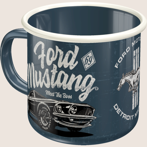 Ford Mustang - Emaljekrus – Emaljekrus med Ford Mustang-logo, et must-have for bilfans.