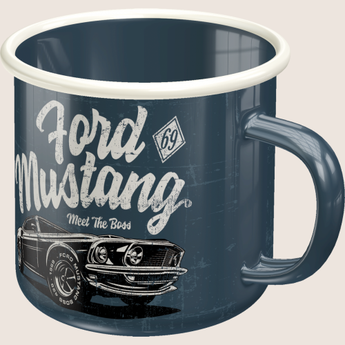Ford Mustang - Emaljekrus – Emaljekrus med Ford Mustang-logo, et must-have for bilfans.