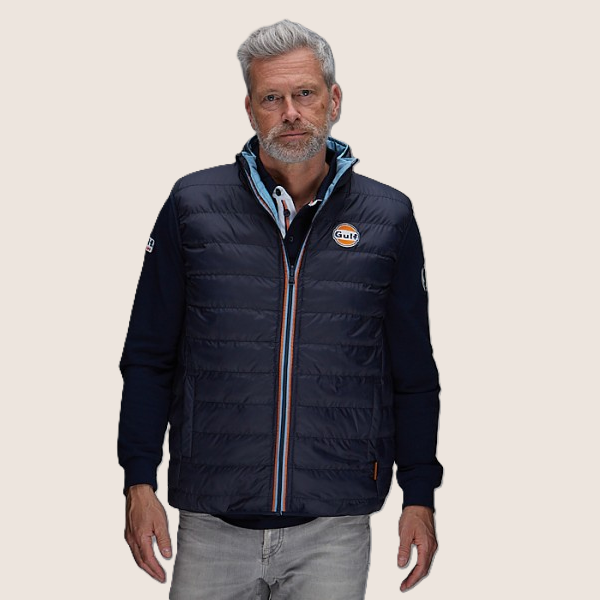 Gulf Wendeweste Blue fra GrandPrix Originals – vendbar vest med Gulf-farver og motorsportinspireret design