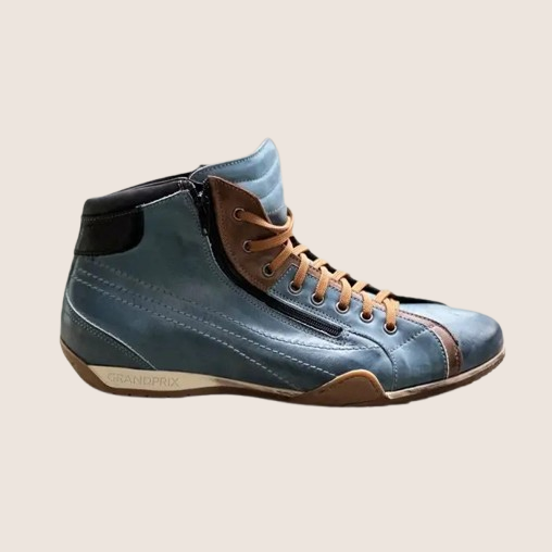 GPO Hi-Top Sneakers Monza – Indigo-blå høje sneakers inspireret af klassisk motorsport. Komfortable og stilfulde med vintage racing-look.