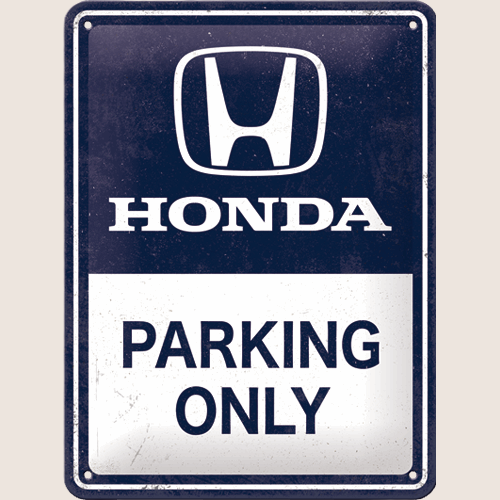 Honda AM Parking Only tin-skilt 15x20 cm med Honda-logo