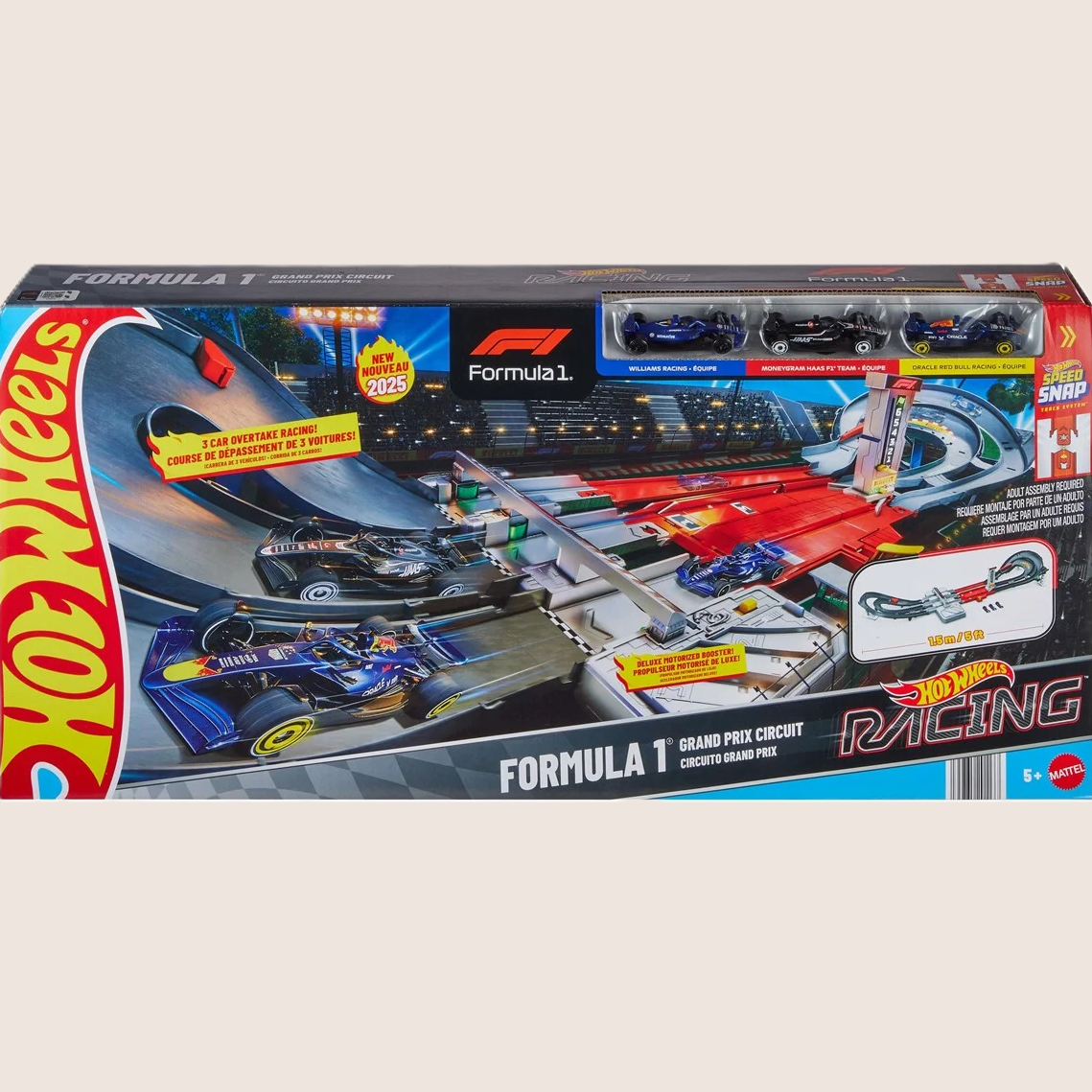 Hot Wheels Grand Prix track set inspireret af Formel 1 med højhastighedsbaner