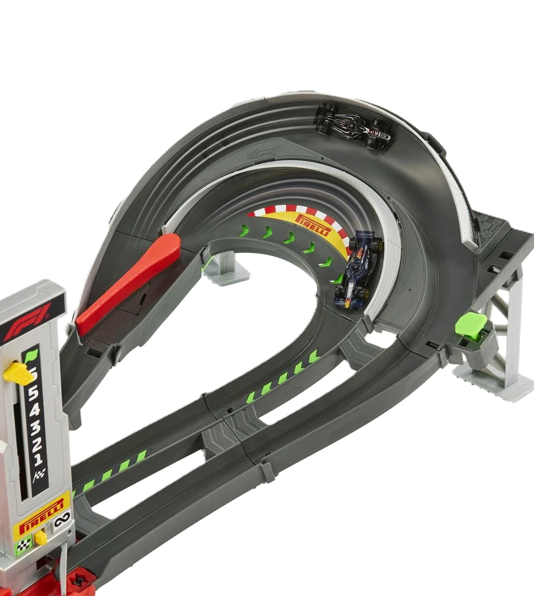 Hot Wheels Grand Prix track set inspireret af Formel 1 med højhastighedsbaner