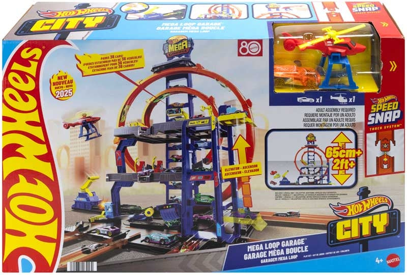 Hot Wheels City Mega Loop Garage med loops og stunt-funktion til Hot Wheels-biler