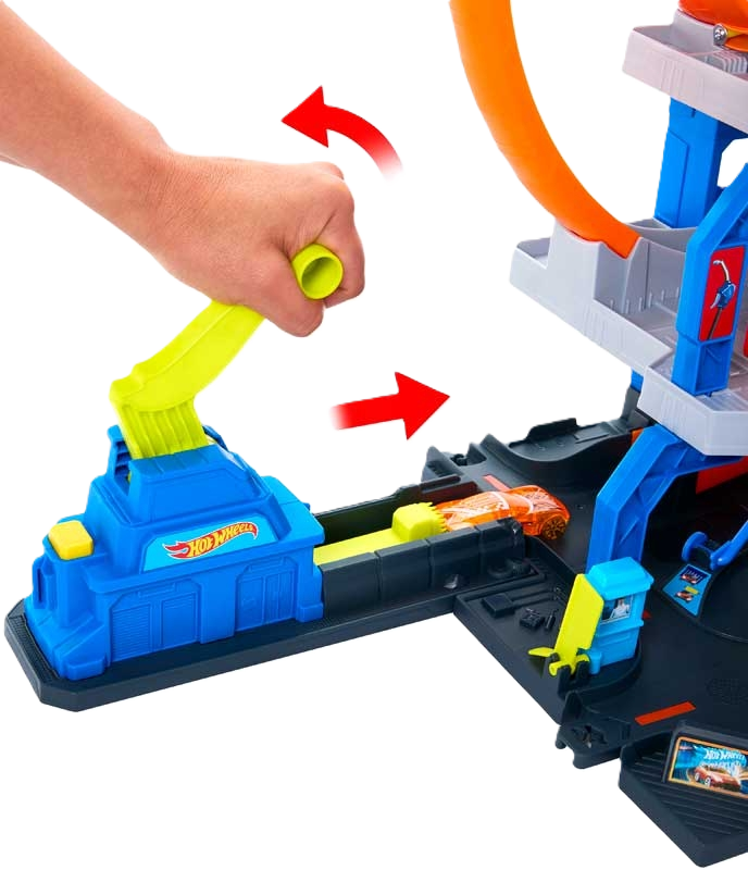 Hot Wheels City Mega Loop Garage med loops og stunt-funktion til Hot Wheels-biler
