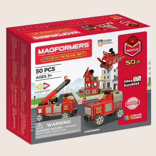 Magformers 50 stk - Brandstation og køretøjer