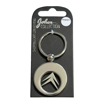 Car logo circular keychain - Metal keychain with iconic car brand in the center and detachable coin for use in shopping carts. Practical and stylish accessory for car enthusiasts.
