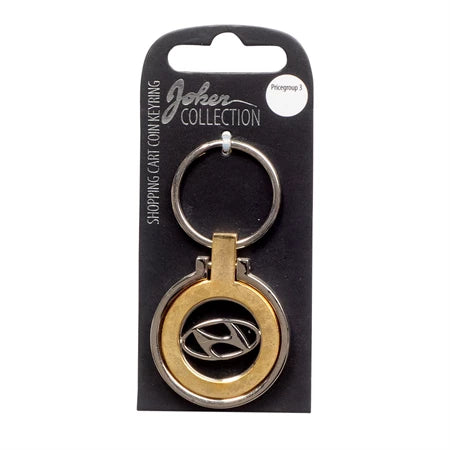 Car logo circular keychain - Metal keychain with iconic car brand in the center and detachable coin for use in shopping carts. Practical and stylish accessory for car enthusiasts.