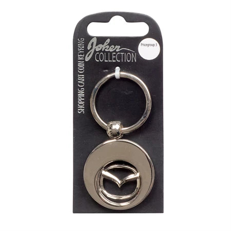 Car logo circular keychain - Metal keychain with iconic car brand in the center and detachable coin for use in shopping carts. Practical and stylish accessory for car enthusiasts.