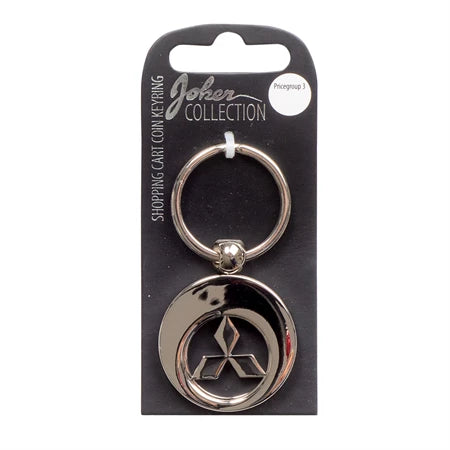 Car logo circular keychain - Metal keychain with iconic car brand in the center and detachable coin for use in shopping carts. Practical and stylish accessory for car enthusiasts.