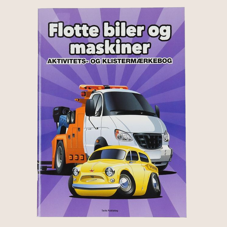 Flotte Biler Aktivitets- og Klistermærkebog – Sjov aktivitetsbog med biler og klistermærker.