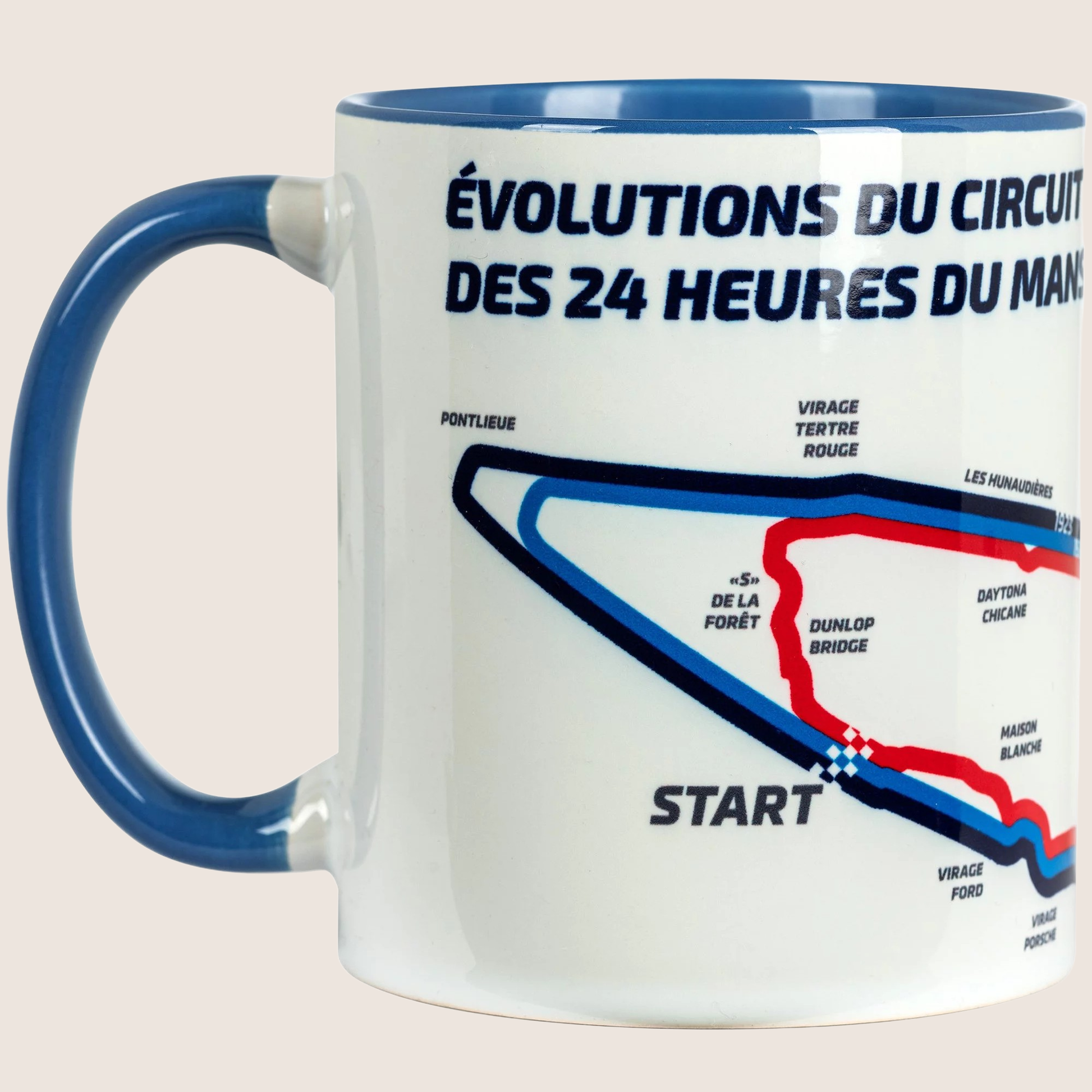 Circuit Evolution Mug – 24H Le Mans: Keramikkrus med grafisk udvikling af Le Mans-banen gennem tiderne.