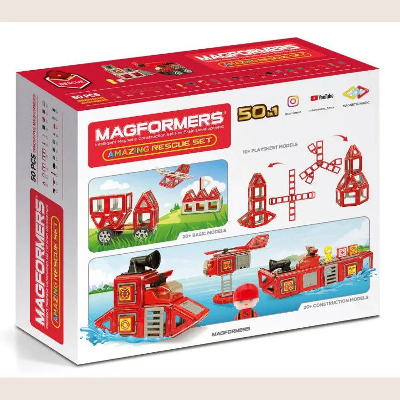 Magformers 50 stk - Brandstation og køretøjer