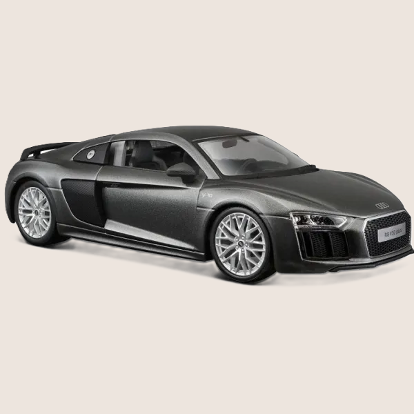 Maisto Audi R8 V10 Plus 1:24 bilmodel i grå med detaljeret design og autentisk superbil-stil
