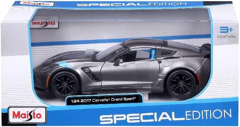 Maisto Chevrolet Corvette Grand Sport 1:24 bilmodel i grå med detaljeret design og autentisk sportsvogn-stil