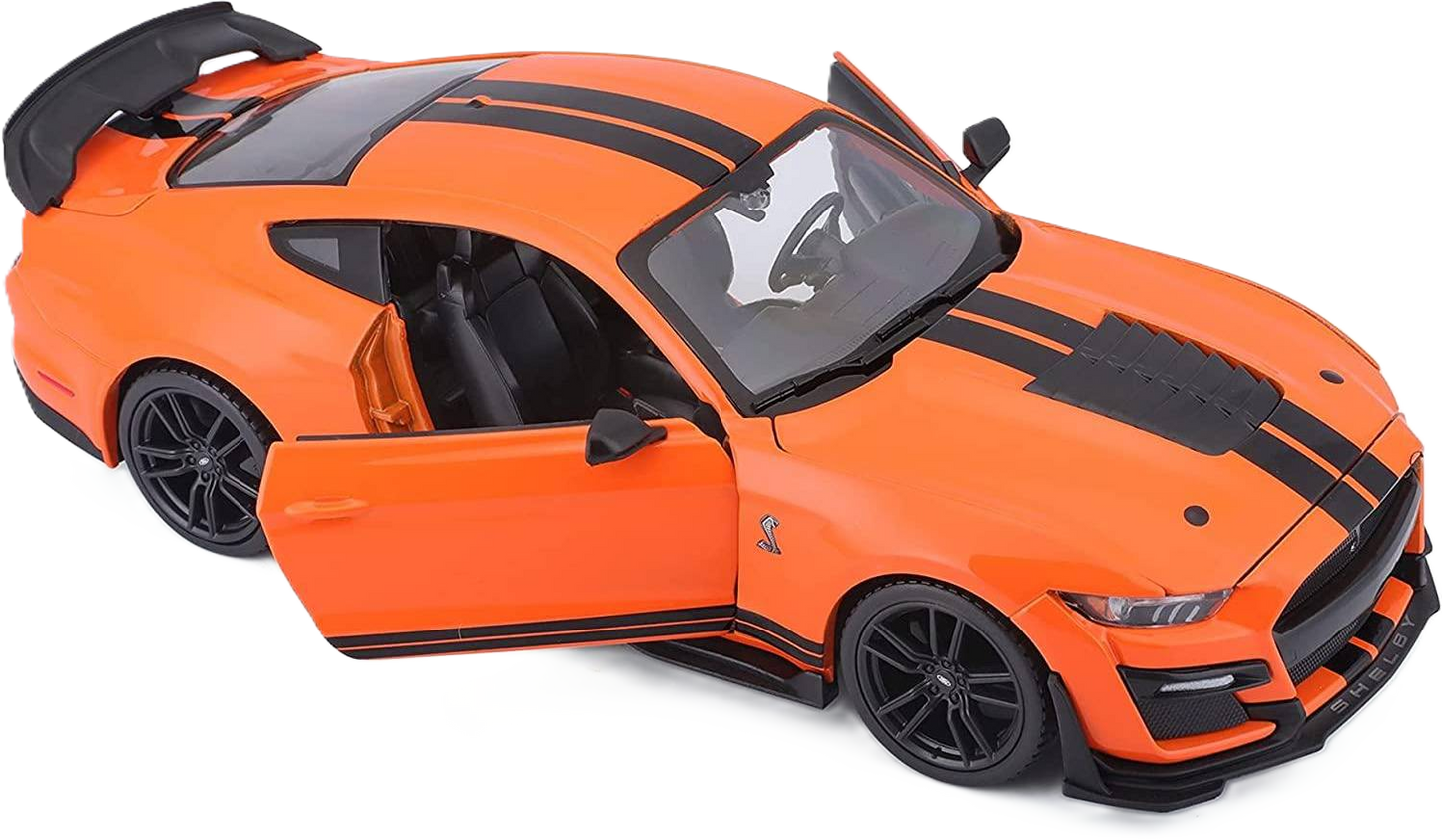 Maisto Ford Mustang Shelby GT500 1:24 bilmodel i blå med hvide striber og autentisk muskelbil-stil