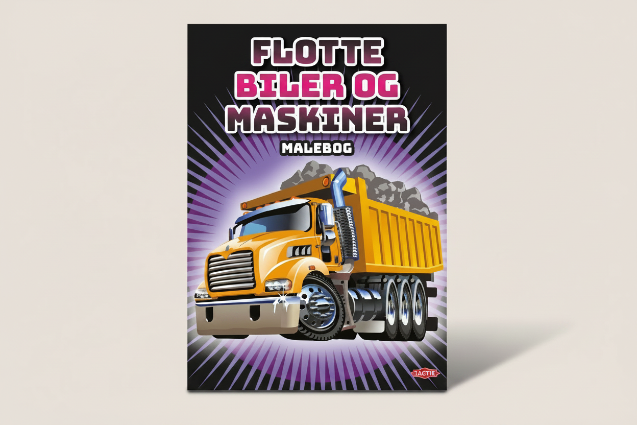 Flotte biler og maskiner malebog - Malebog med flotte biler og maskiner, ideel til unge bilfans og kreative sjæle.