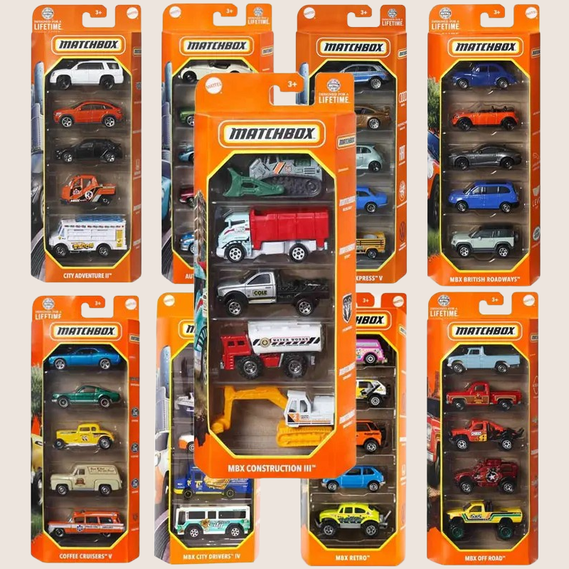 Matchbox 5-Pack – Sæt med 5 klassiske Matchbox-biler i skala 1:64. Varierede modeller med realistiske detaljer, perfekte til leg og samling. 
