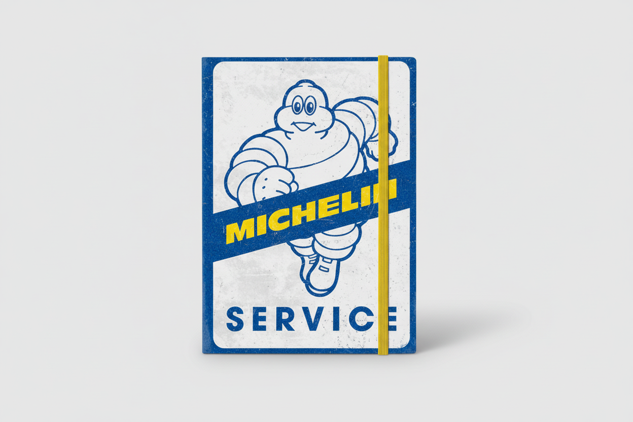 Michelin Service Notebook fra Nostalgic Art – retroinspireret notesbog med ikonisk Michelin-design på forsiden, ideel til bilentusiaster. Perfekt til notater, skitser eller som gaveidé.