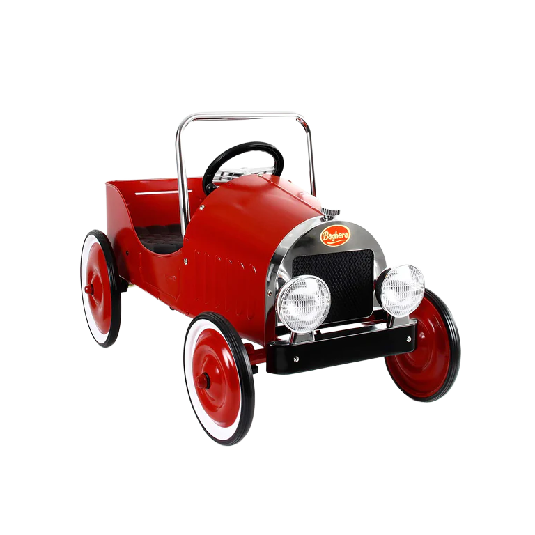 Baghera Classic Pedalcar – tidløs pedalbil med retro look og robust metalstel, ideel til fantasifuld leg og små racerkørere.