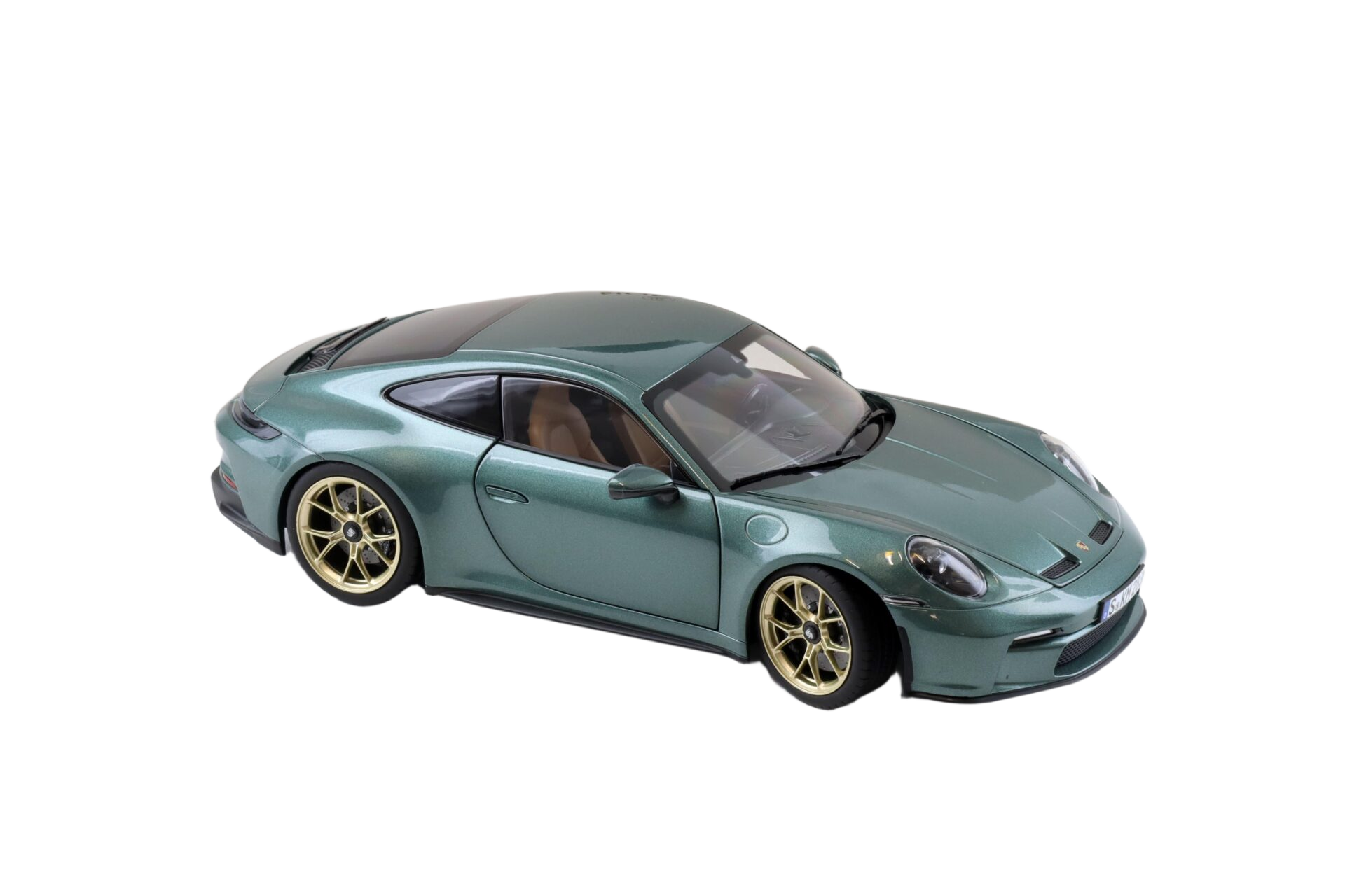 Porsche 911 GT3 Touring 2021 1:18 model i Malachite Green fra Norev med detaljeret karrosseri og realistisk interiør