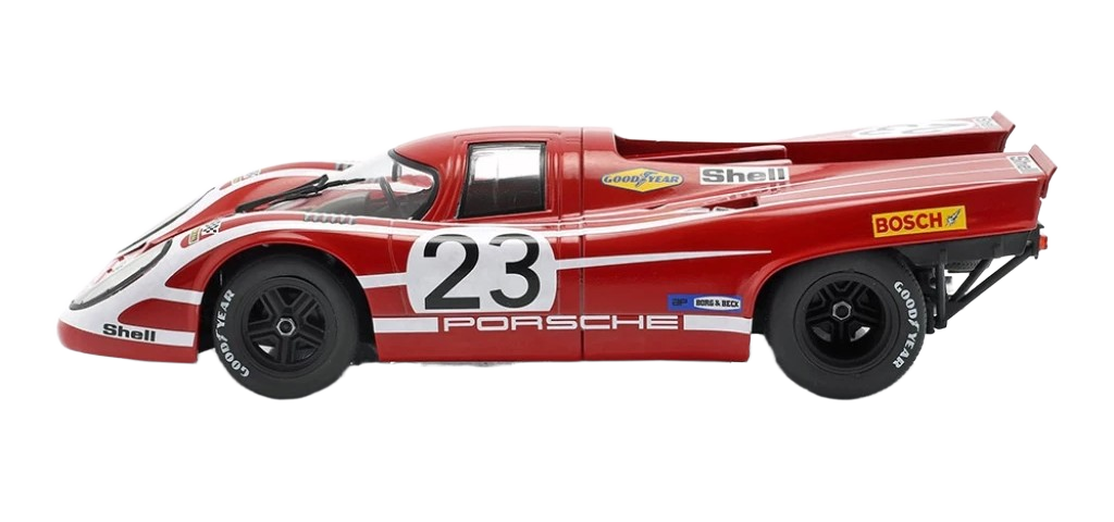 1:18 Modell af WERK83 Porsche 917K #23, vinder af 24h Le Mans 1970 (Attwood/Herrmann) – detaljerig gengivelse med korrekt Salzburg-livery, bevægelige forhjul og autentiske racerstickers