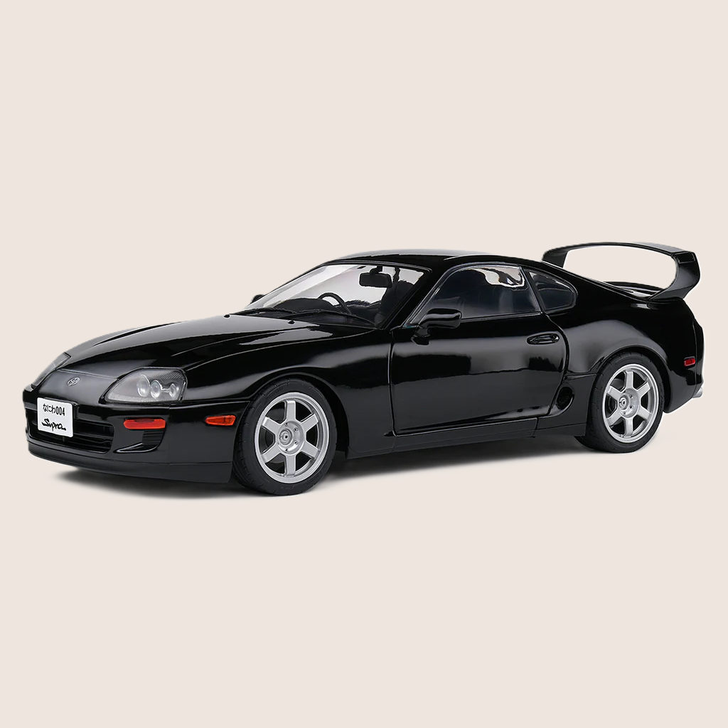 Toyota Supra MK4 1993 1:18 Solido model i sort med detaljeret JDM-design