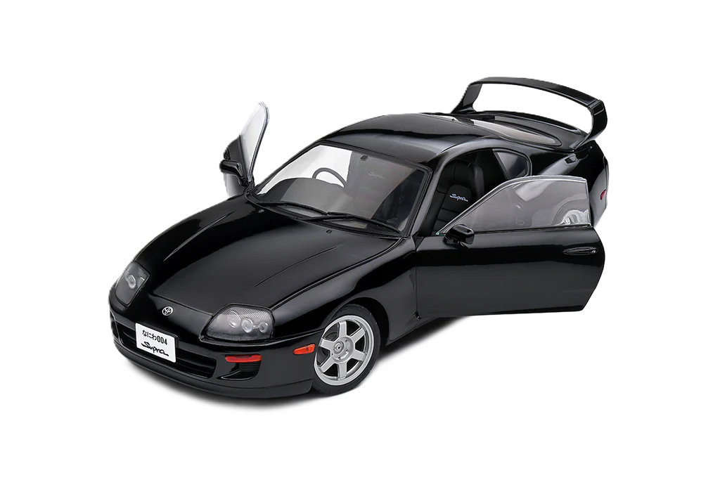 Toyota Supra MK4 1993 1:18 Solido model i sort med detaljeret JDM-design