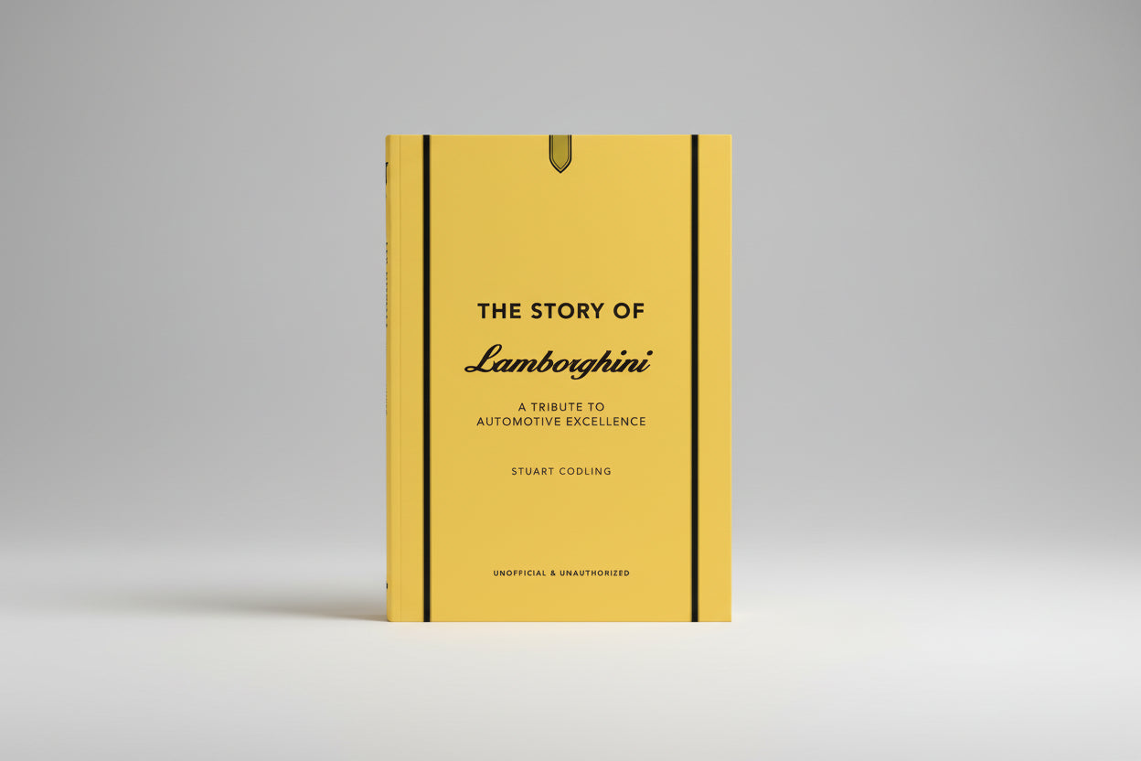 The Story of Lamborghini hardcover bog med historik og fotografier af ikoniske Lamborghini-modeller