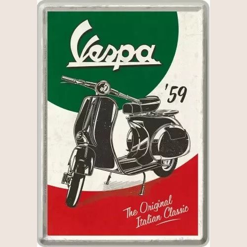 Vespa The Original Italian Classic tin-skilt 20x30 cm med retro design og ikonisk Vespa-logo